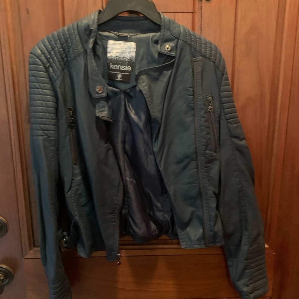 Faux leather motorcycle styled jacket.